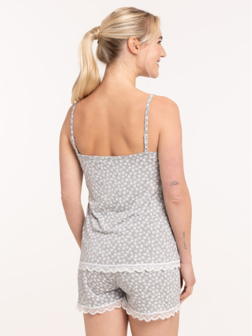 Pyjashort fleuri gris chiné...