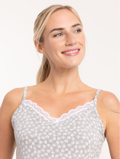 Pyjashort fleuri gris chiné...