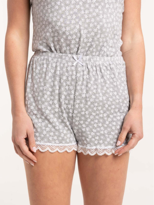 Pyjashort fleuri gris chiné...