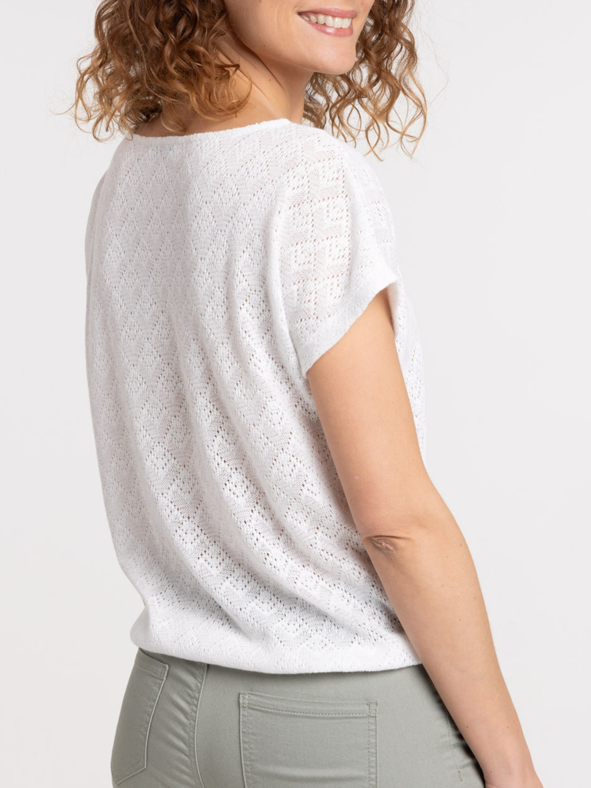 T-shirt écru maille tricot femme