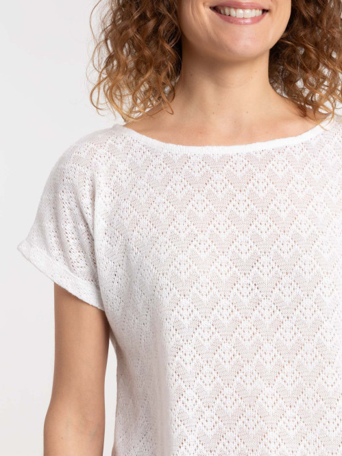 T-shirt écru maille tricot femme