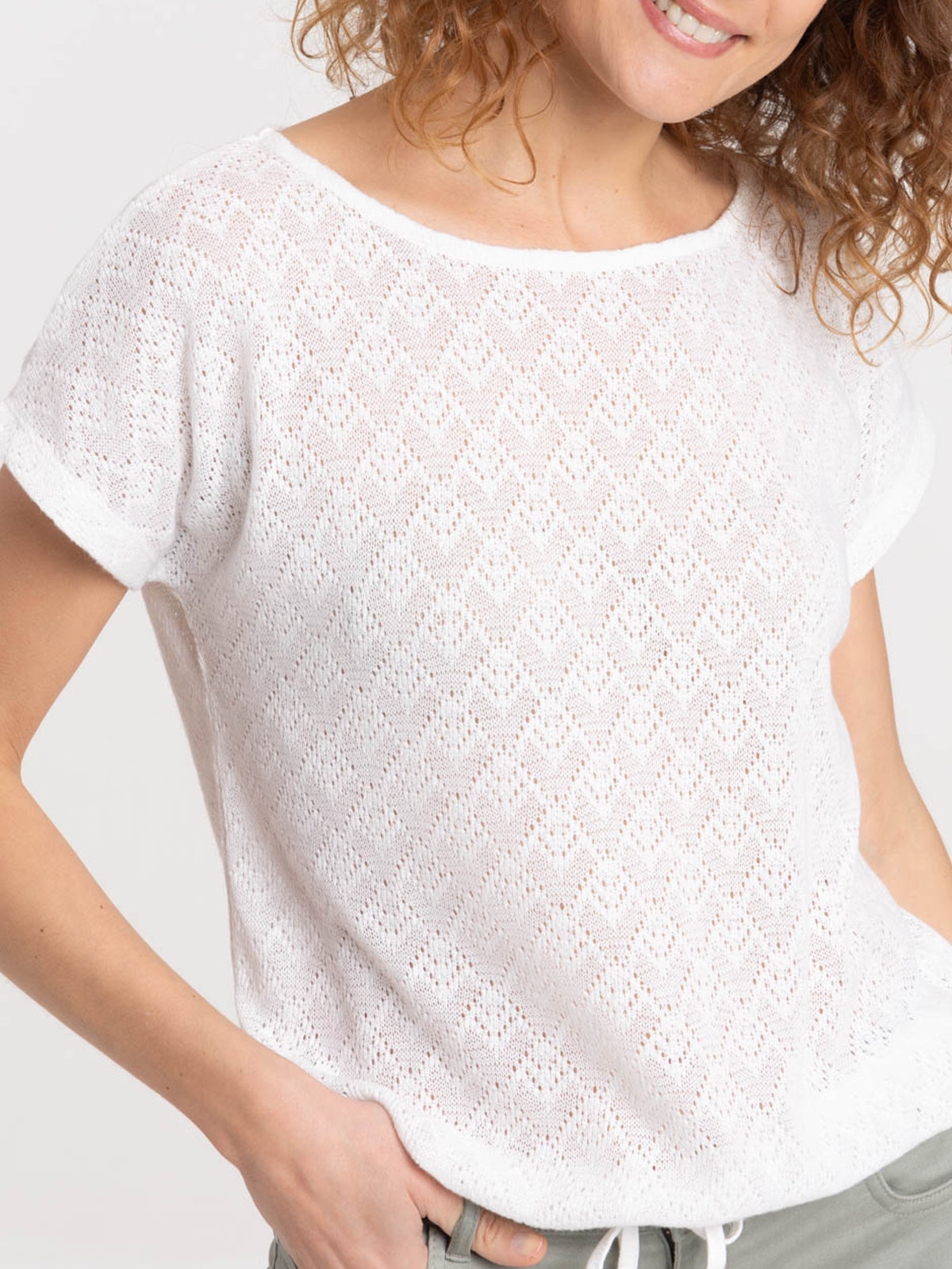 T-shirt écru maille tricot femme