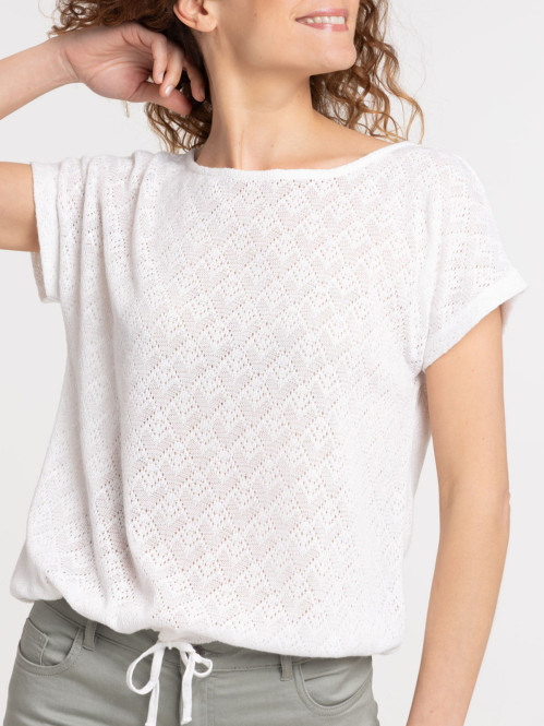 T-shirt écru maille tricot femme