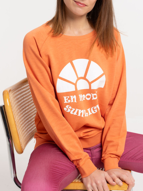 Sweat imprimé orange grisé femme