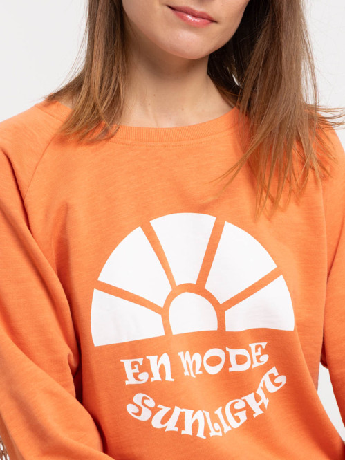 Sweat imprimé orange grisé femme Sweat imprimé orange grisé femme