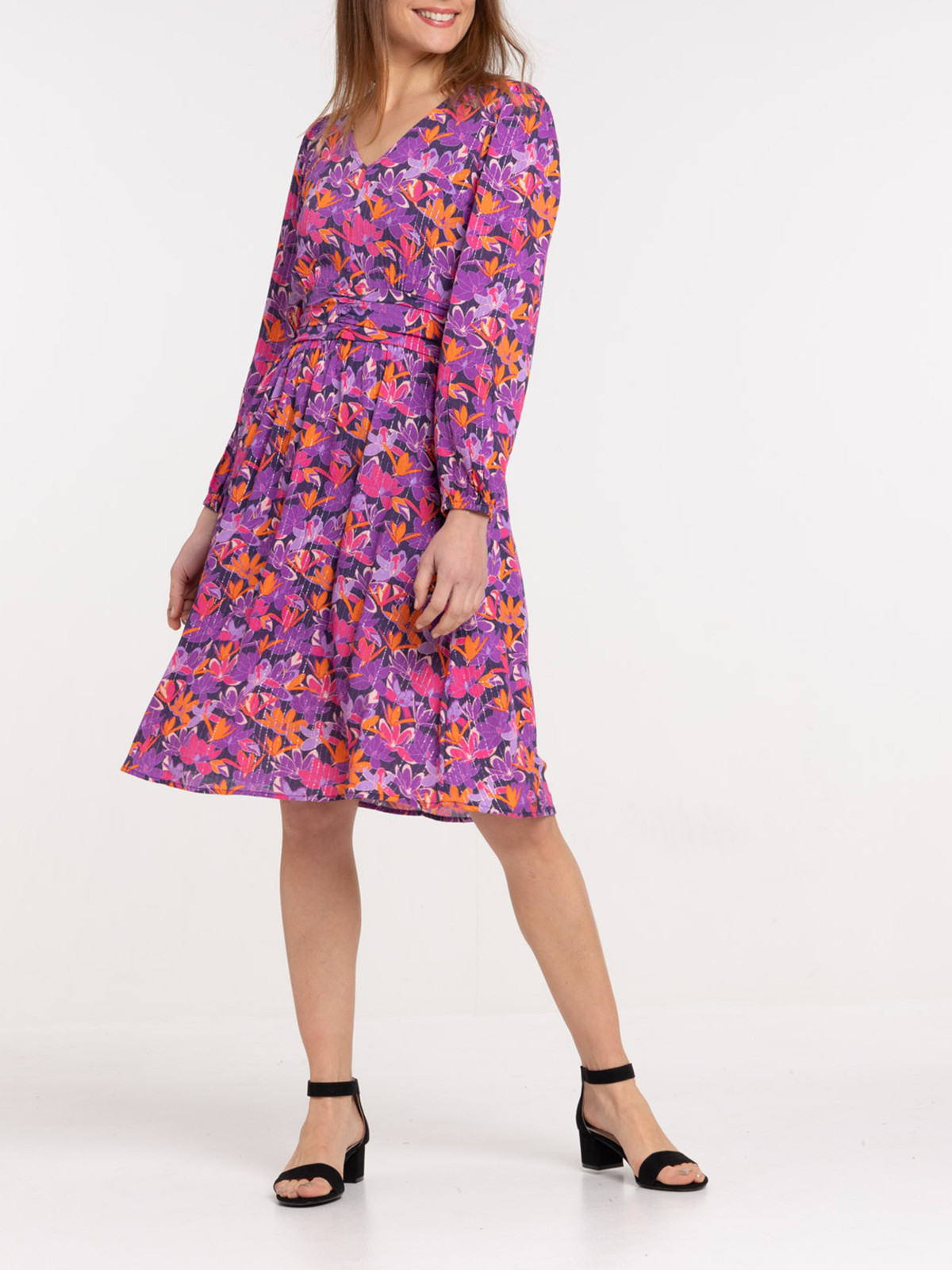 Robe fleurie col V femme