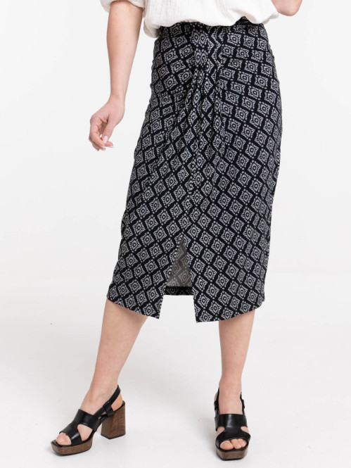 Jupe mi-longue imprimée femme