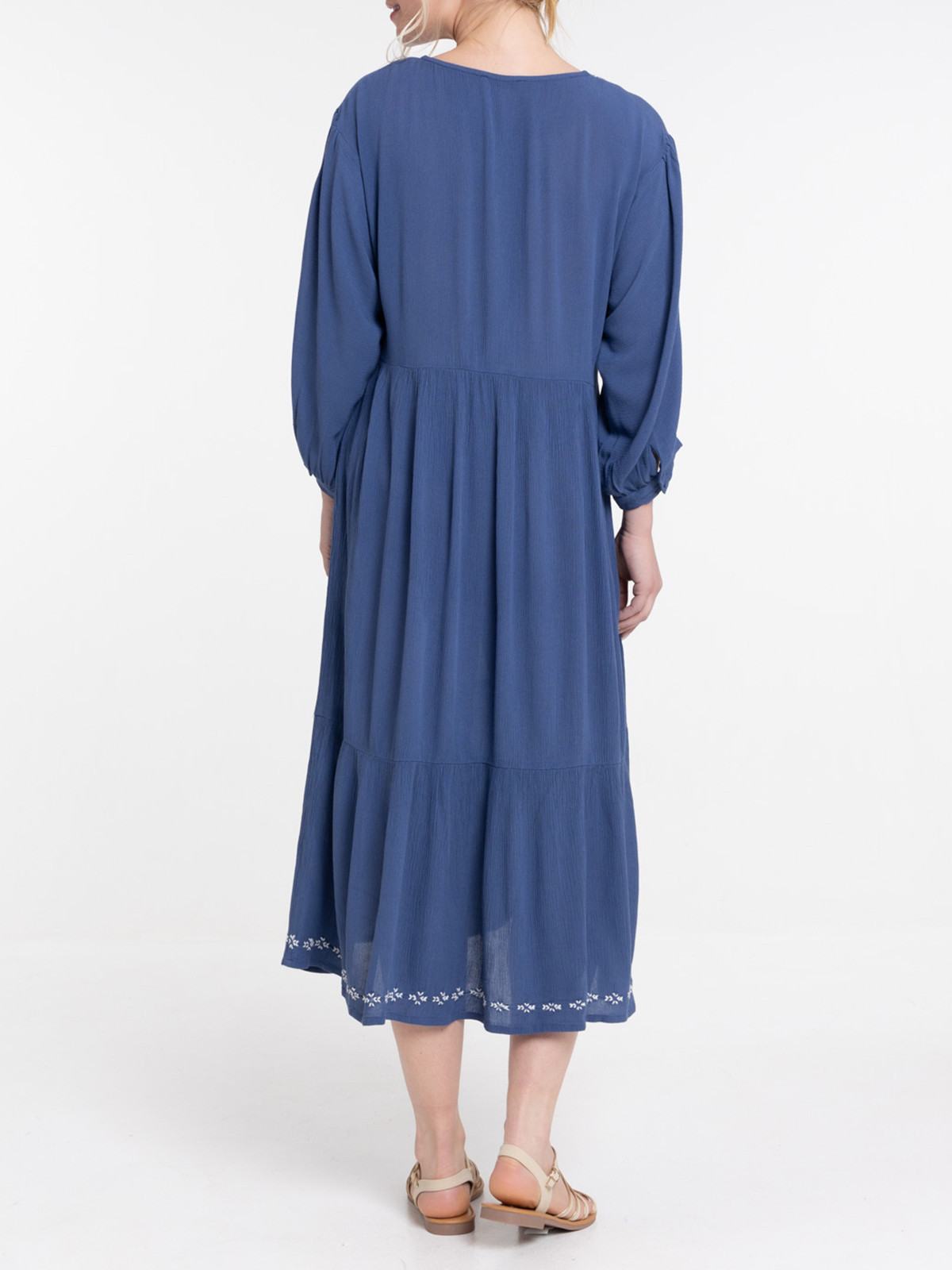 Robe avec broderies bleu de fès femme Robe avec broderies bleu de fès femme