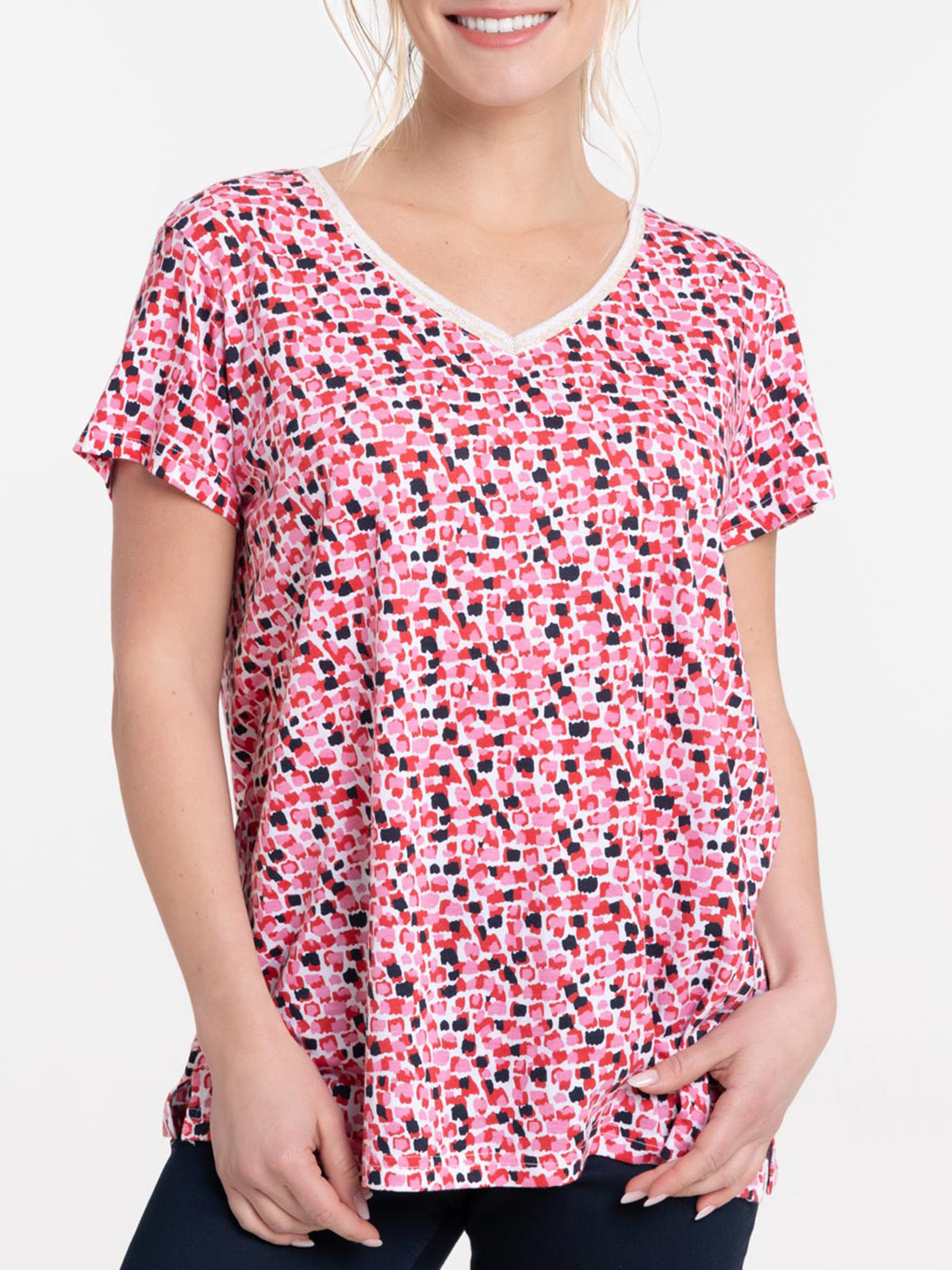 T-shirt col V imprimé femme