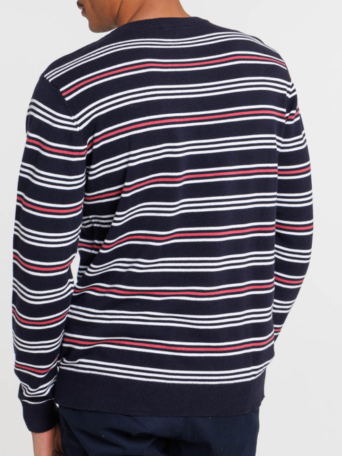 Pull rayé 100% coton homme