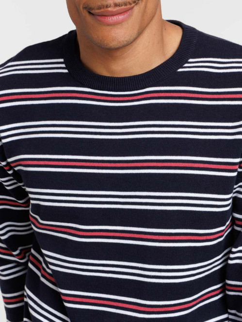 Pull rayé 100% coton homme
