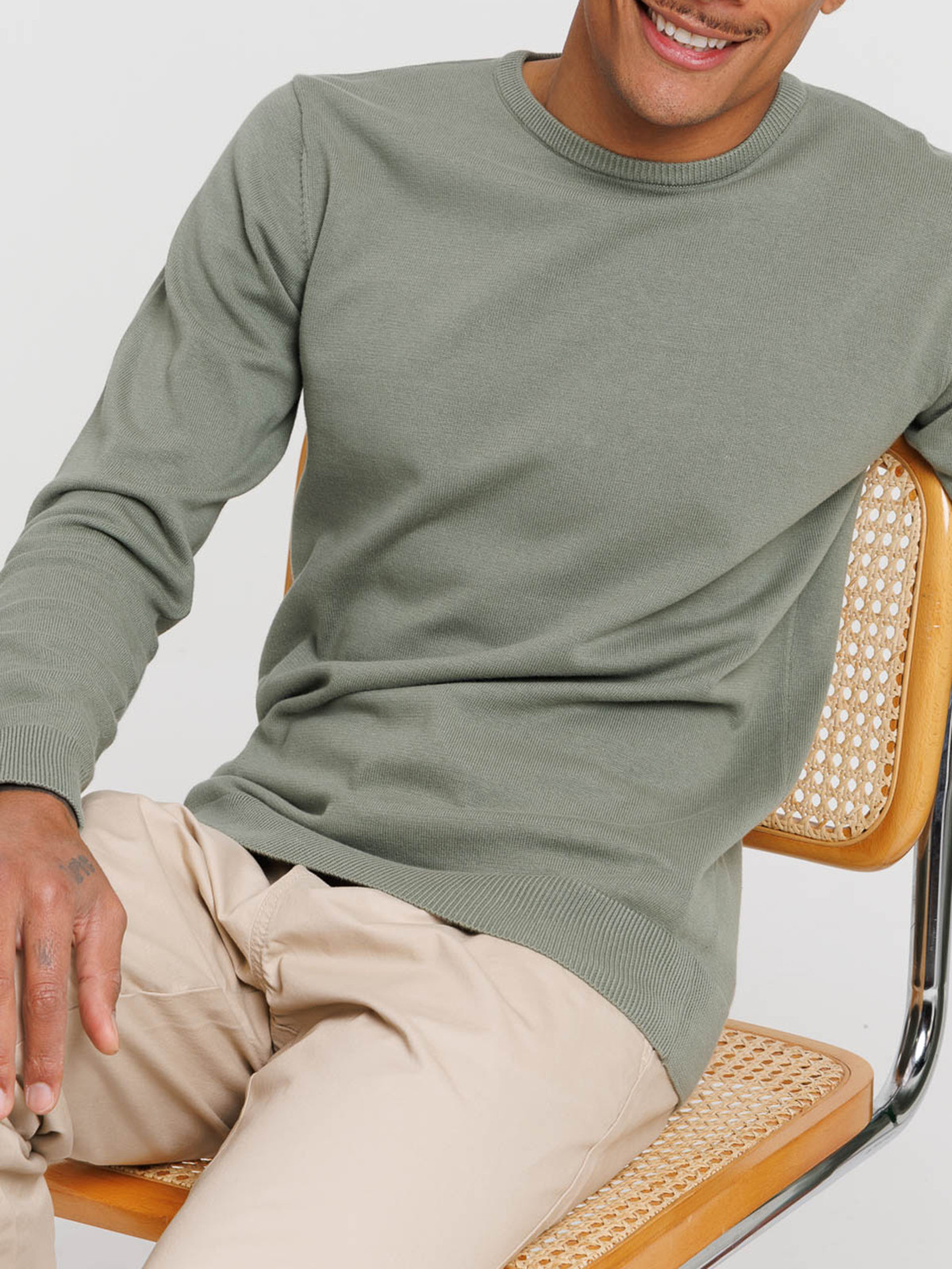 Pull 100% coton vert camou homme Pull 100% coton vert camou homme