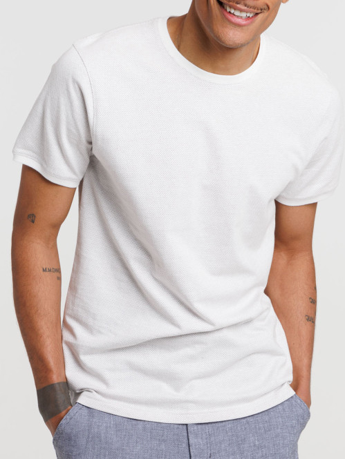 T-shirt mocca latte imprimé pois homme