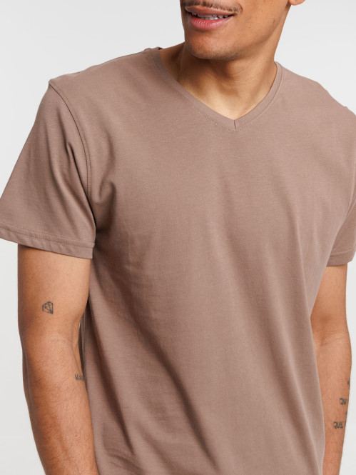 T-shirt col V mocca latte homme T-shirt col V mocca latte homme