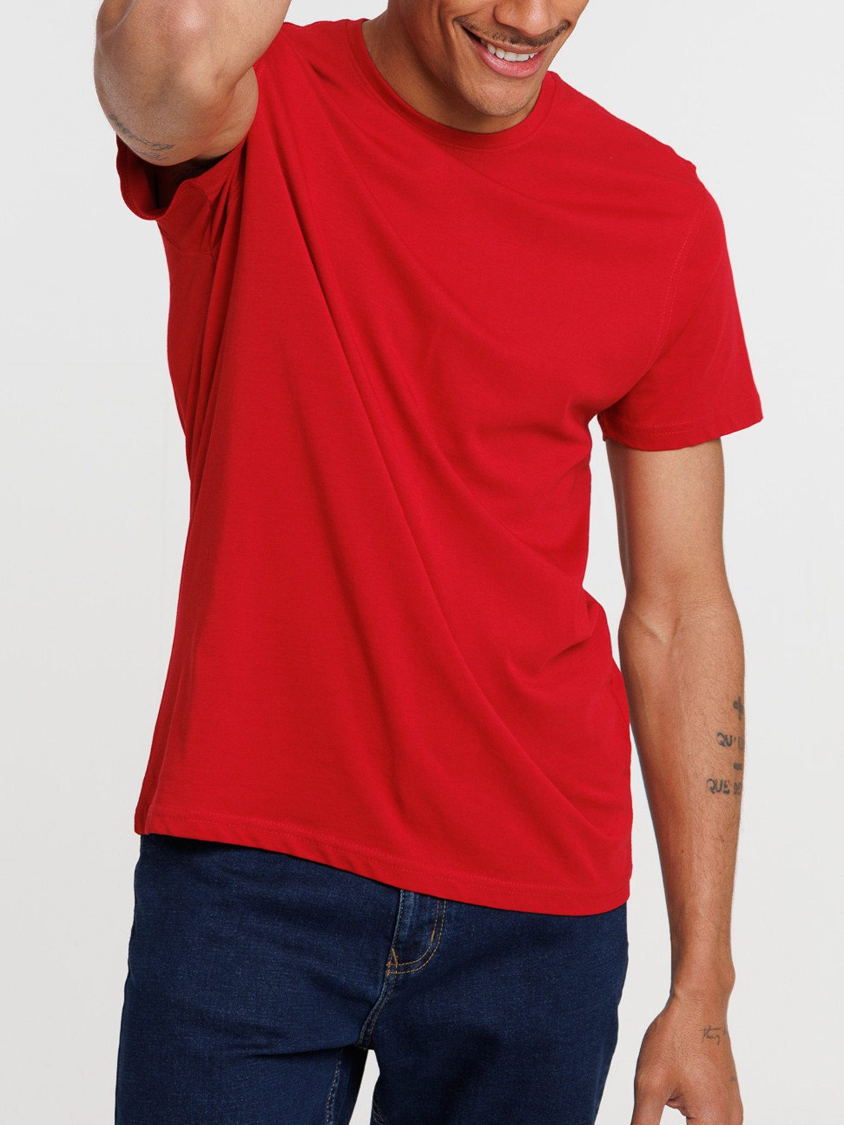 T-shirt col rond carmin homme