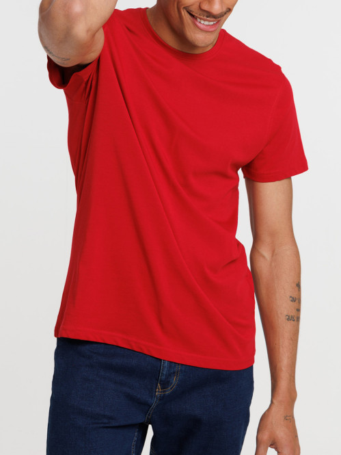 T-shirt col rond carmin homme