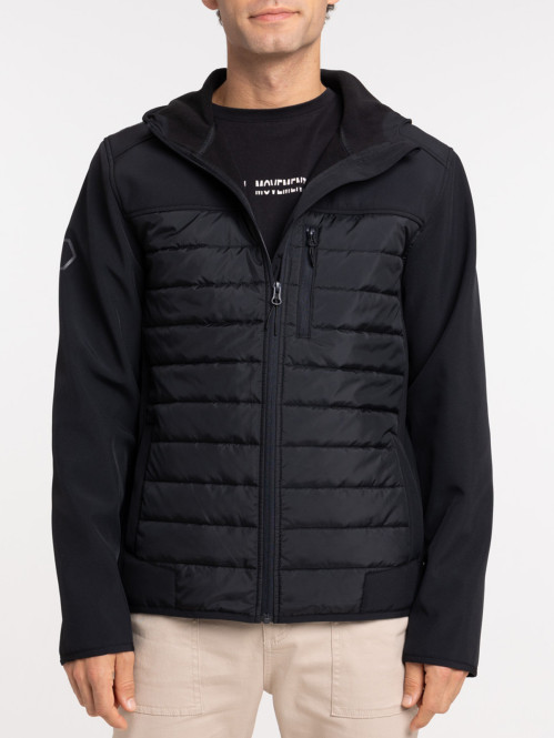 Blouson bi-matière noir homme