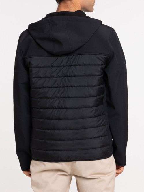 Blouson bi-matière noir homme