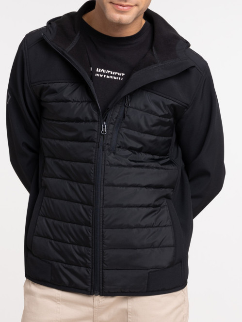 Blouson bi-matière noir homme