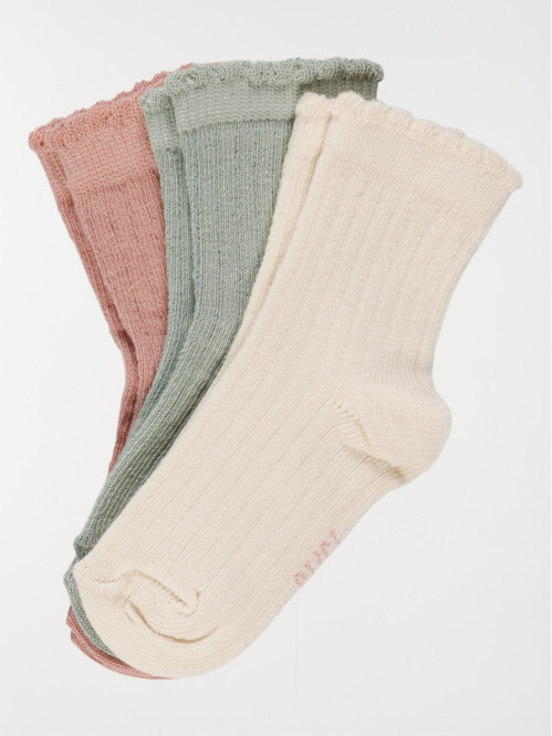Lot de 3 paires chaussettes fille