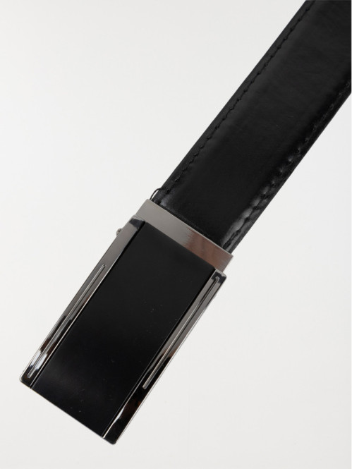 Ceinture noire boucle plaque homme 