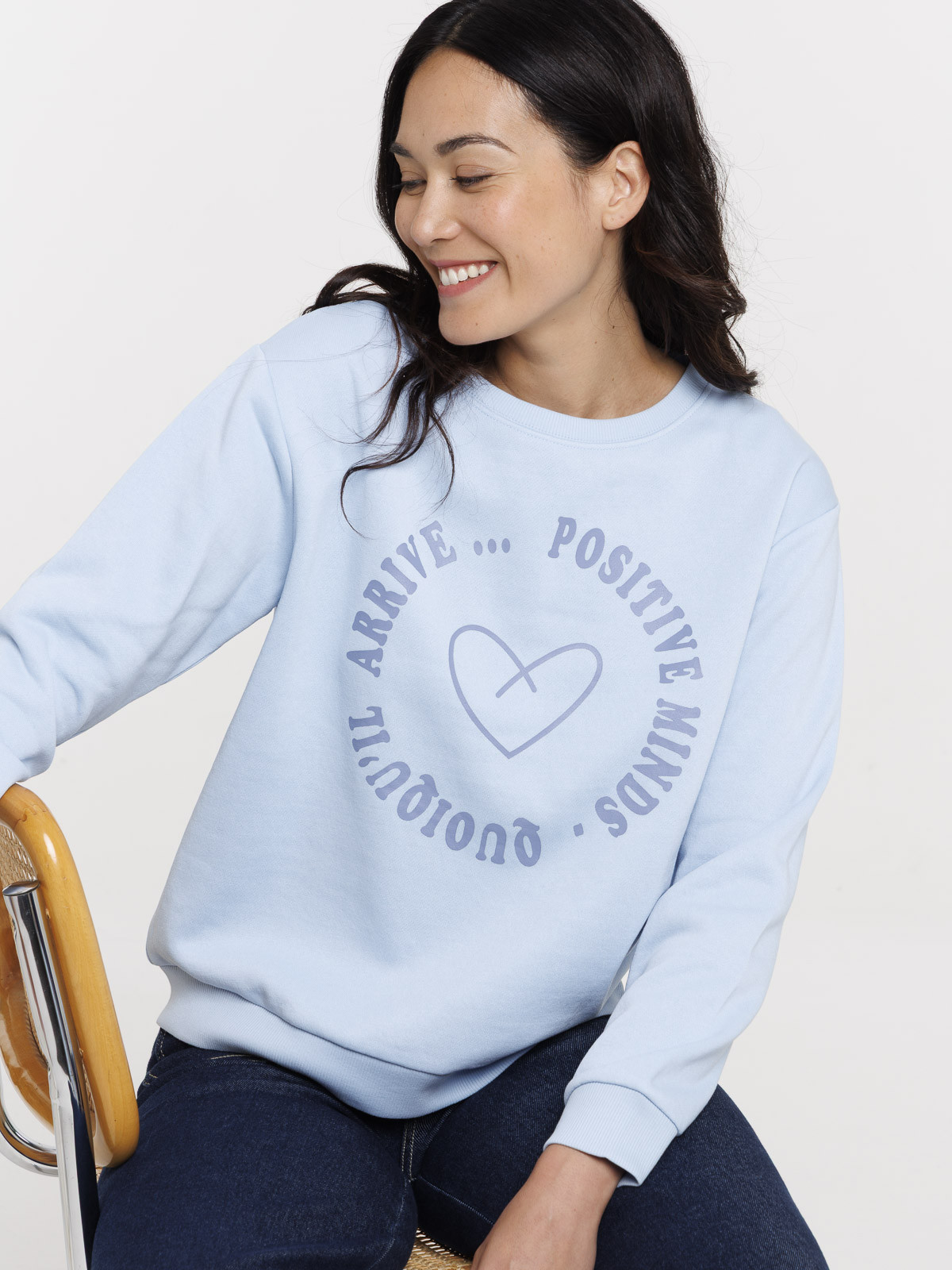 Sweat col rond à message positive femme