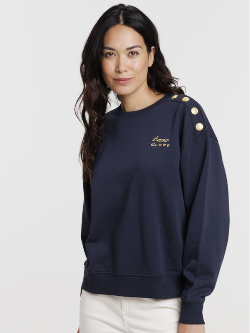 Sweat boutons épaule femme