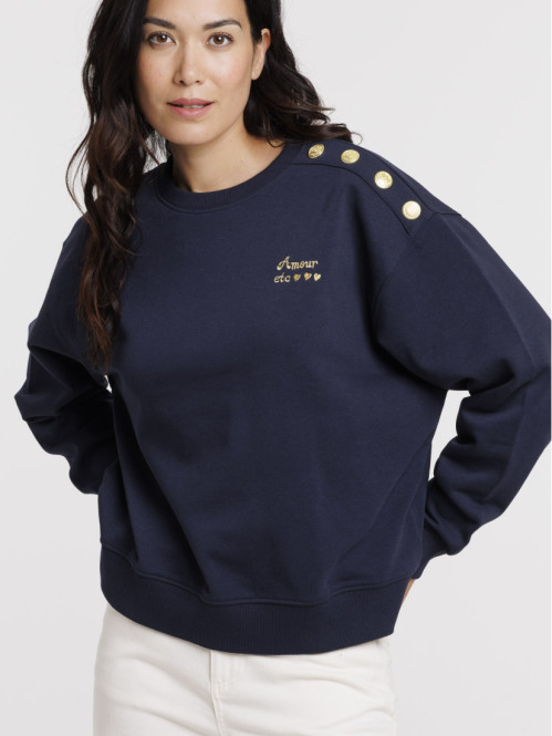 Sweat boutons épaule femme