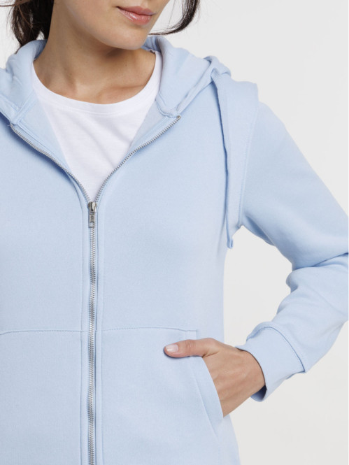 Sweat bleu pâle zippé à capuche femme Sweat bleu pâle zippé à capuche femme