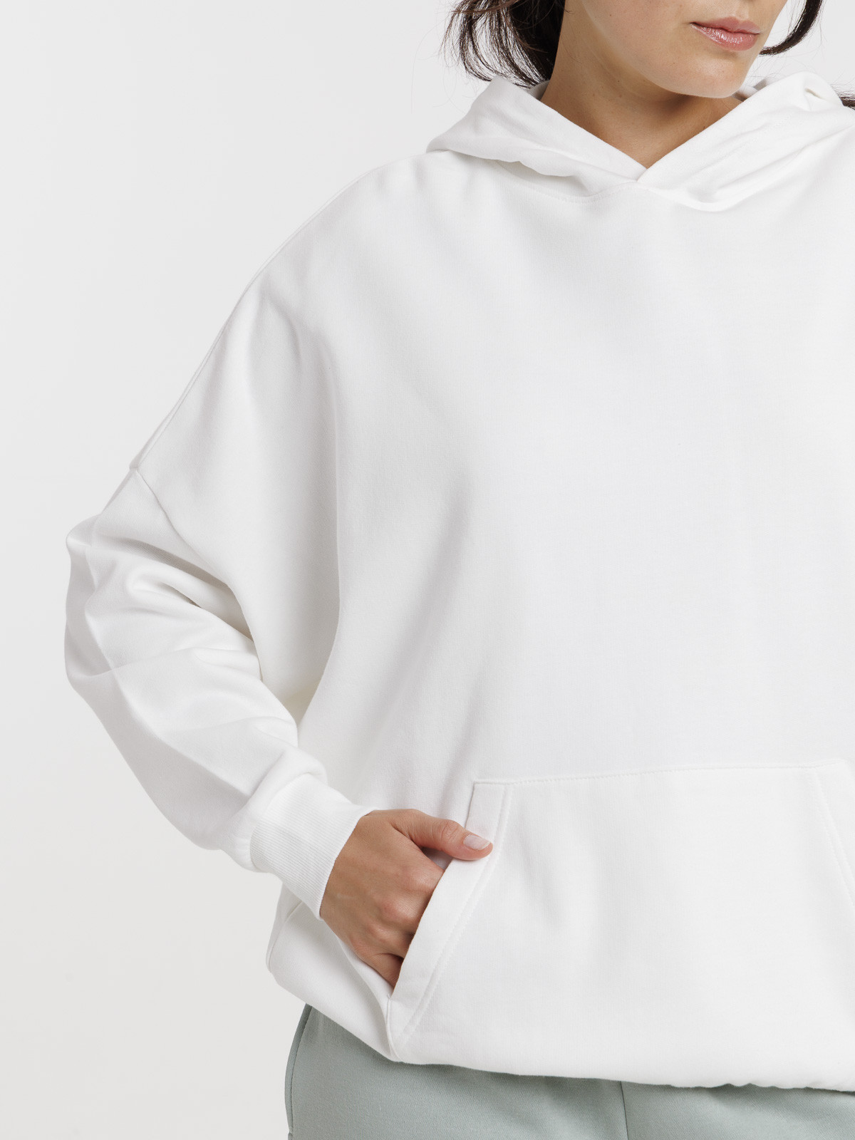 Sweat à capuche basique écru femme