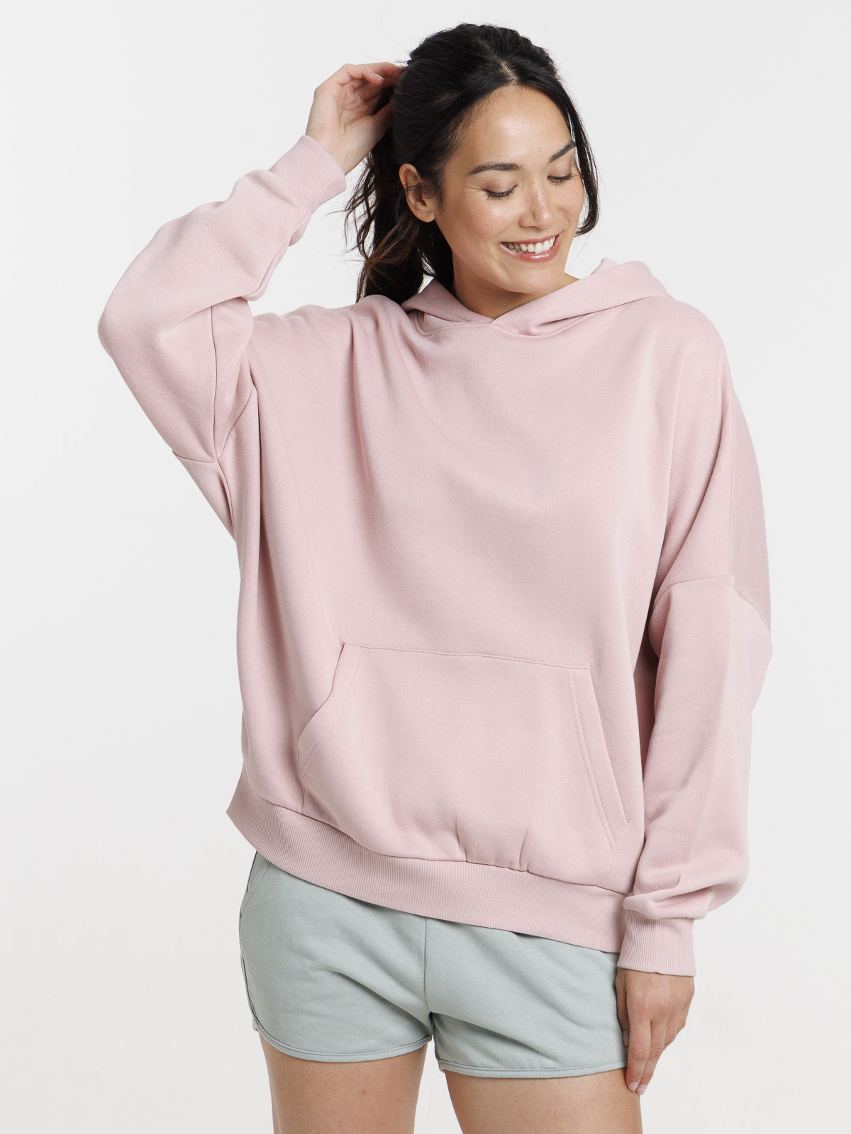 Sweat capuche basique quartz rose femme