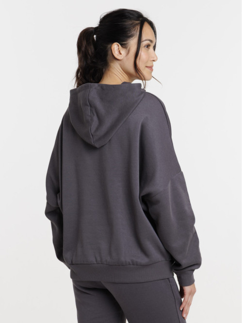Sweat à capuche basique asphalte femme
