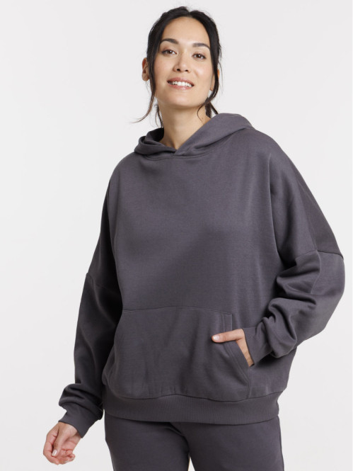 Sweat à capuche basique asphalte femme