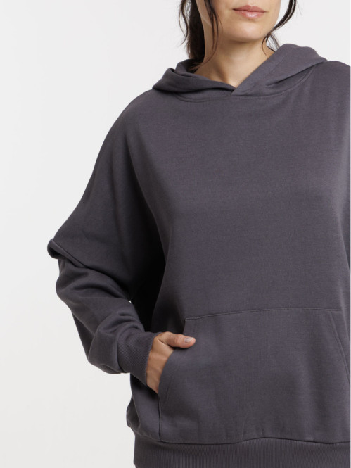 Sweat à capuche basique asphalte femme