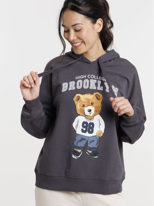 Sweat à capuche ourson femme