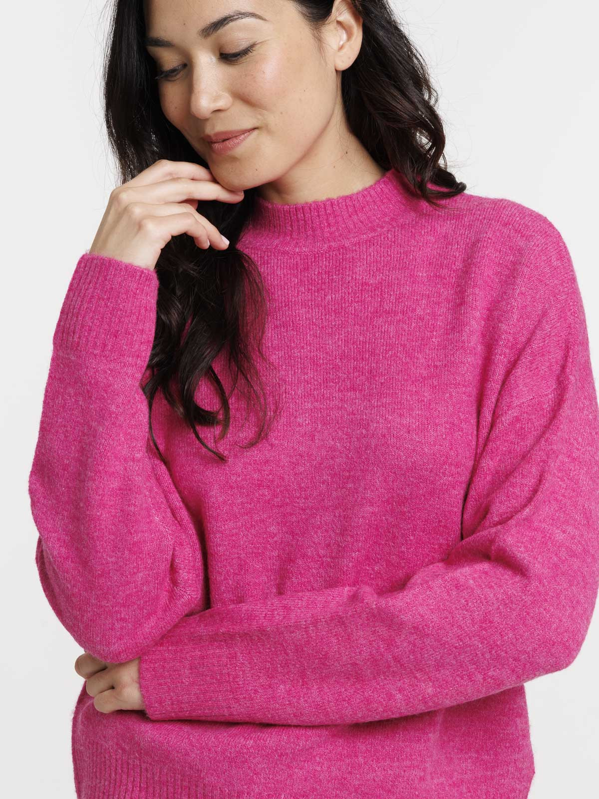 Pull col montant fushia femme Pull col montant fushia femme