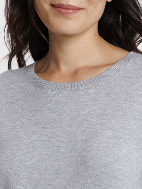 Pull fin col rond gris...