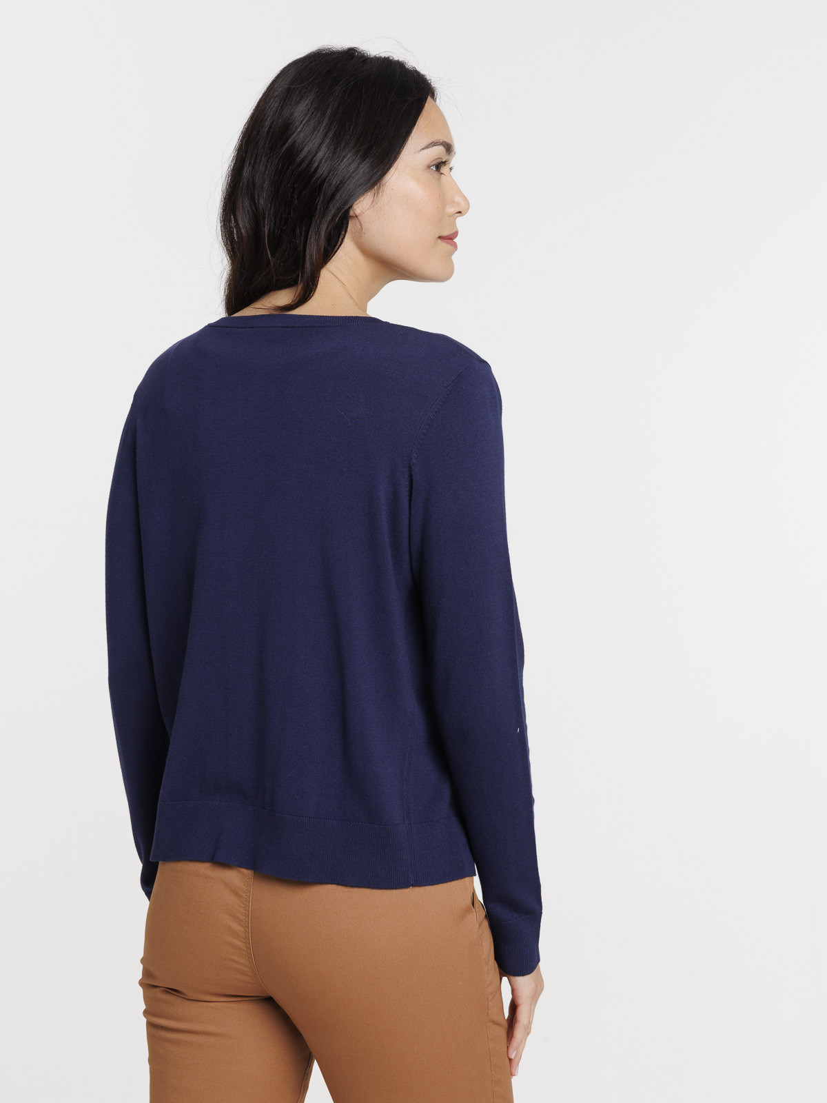 Gilet boutonné col rond femme