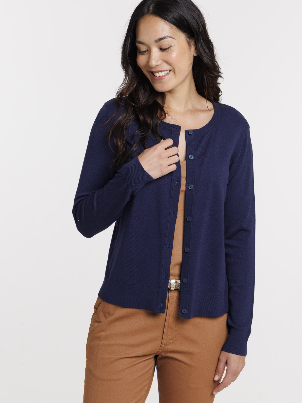 Gilet boutonné col rond femme