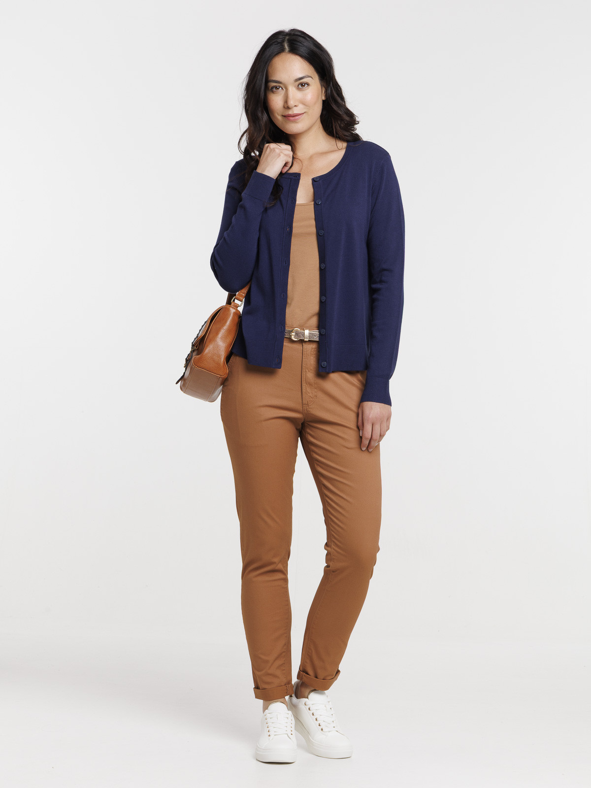 Gilet boutonné beige chiné femme