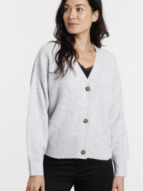 Gilet boutonné col V gris...