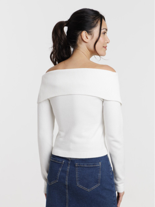 Gilet court zippé écru femme