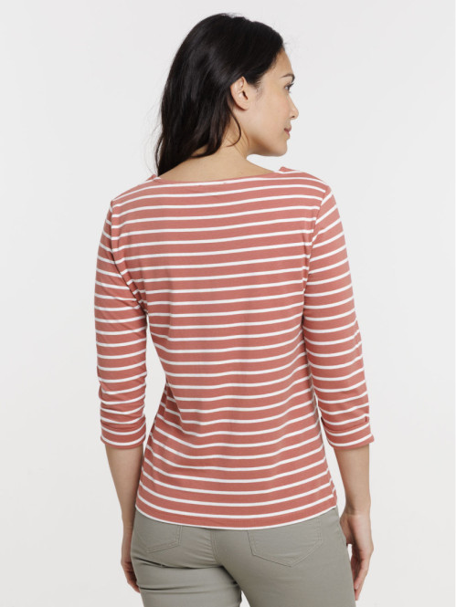 T-shirt rosewood rayé écru...