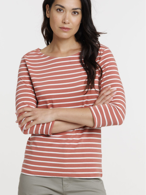 T-shirt rosewood rayé écru...