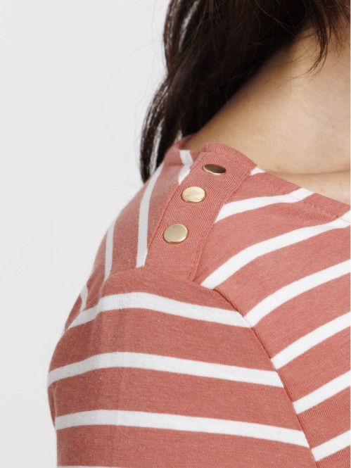 T-shirt rosewood rayé écru...