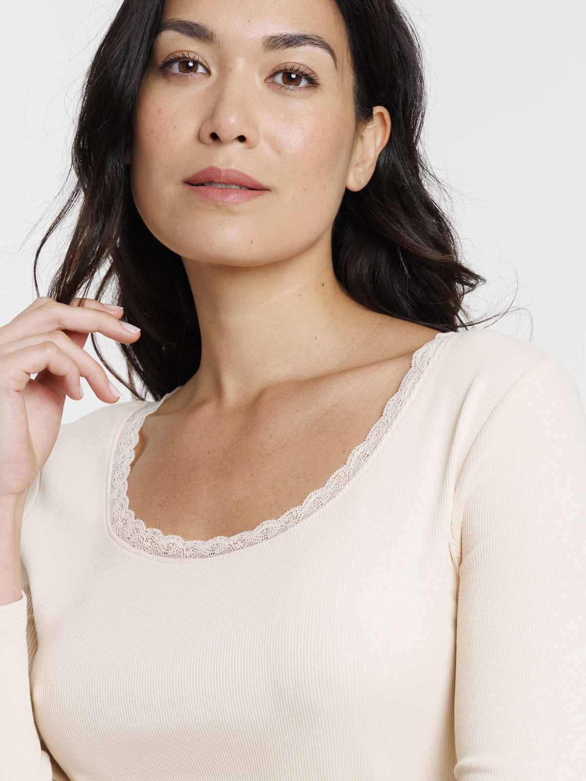 T-shirt col rond dentelle femme