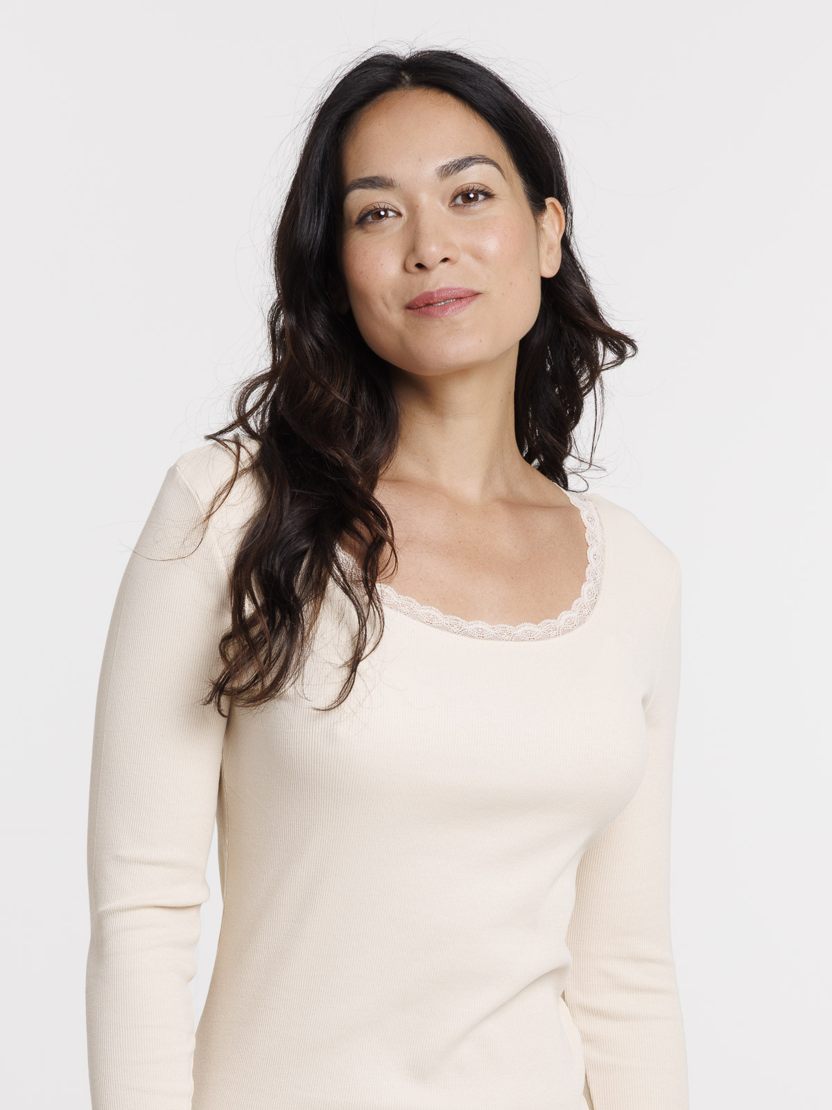 T-shirt col rond dentelle femme