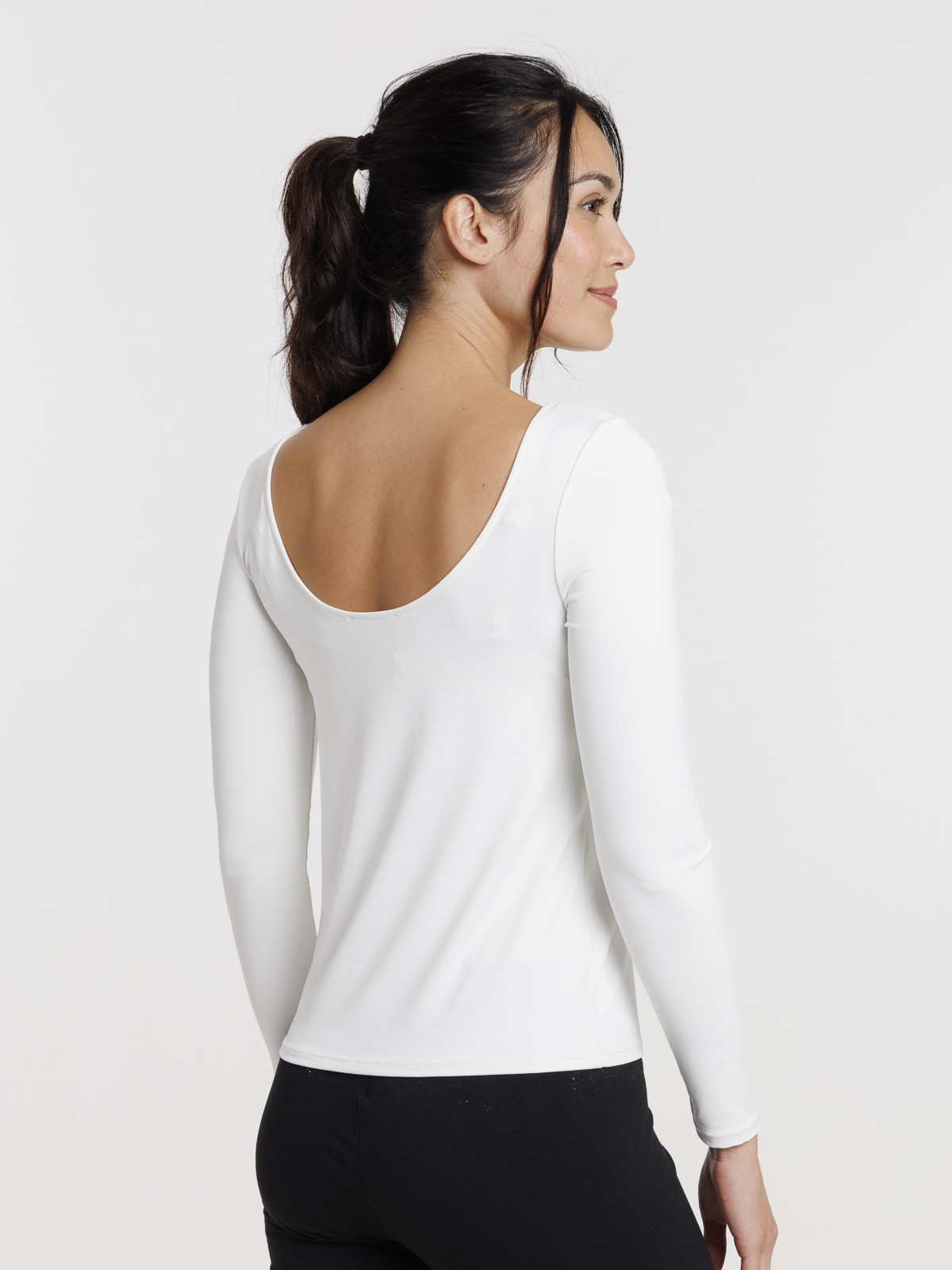 T-shirt écru manches longues femme