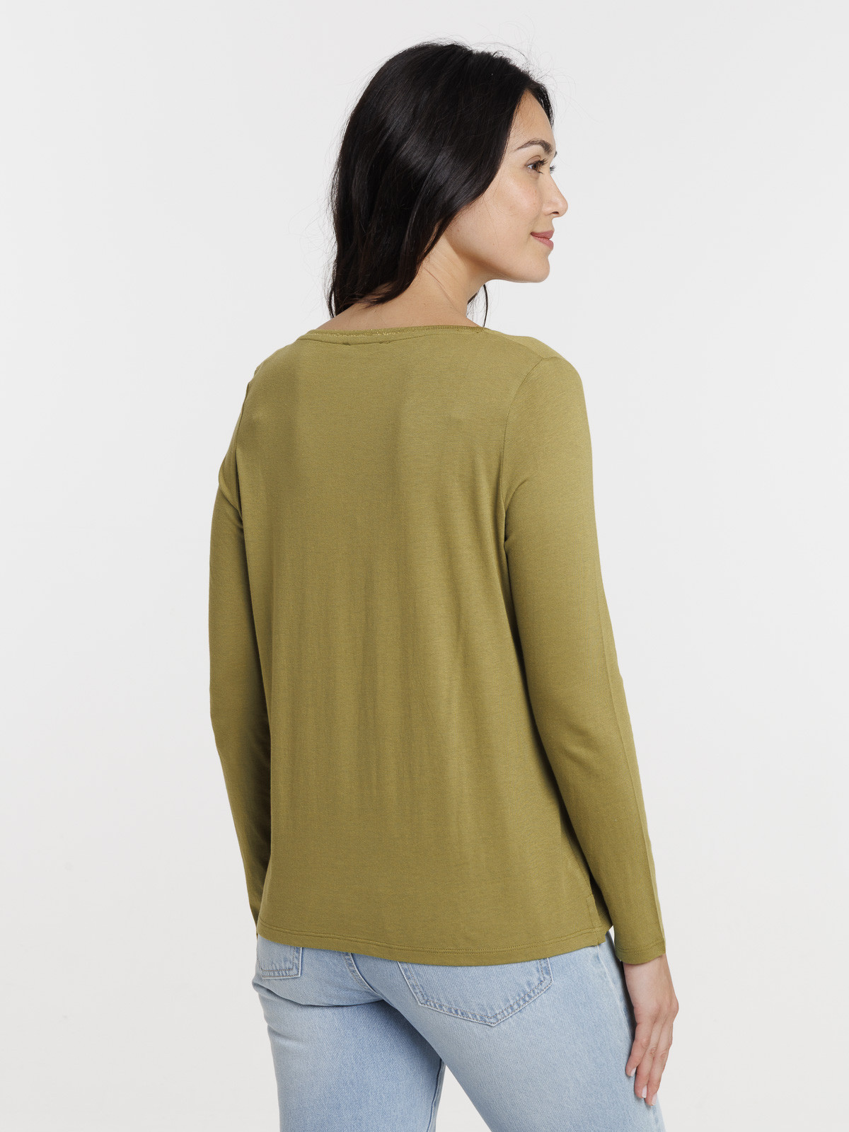 T-shirt col V manches longues femme