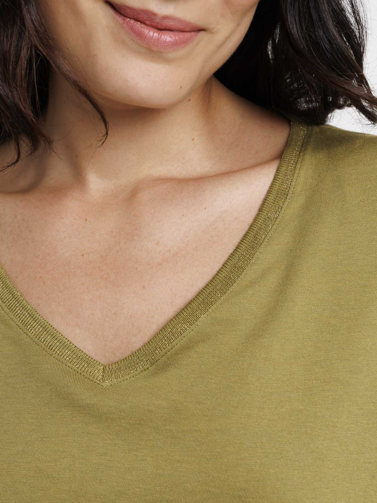 T-shirt col V manches longues femme